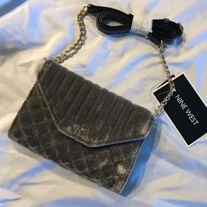 Nine West velvet grey cross body